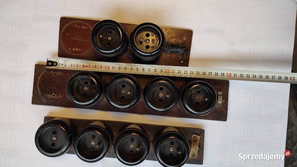 Gniazdko elektryczne bakelit loft czarne PRL Szczecin