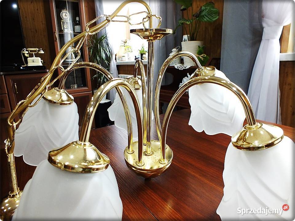 Elegancki Złoty Żyrandol Lampa wisząca sufitowa Lampy Żary