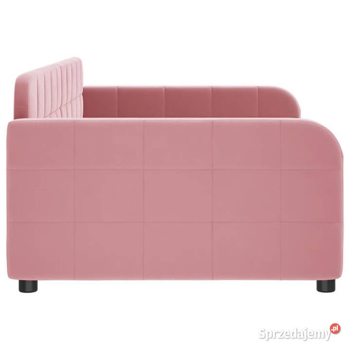 Sofa z funkcją spania różowa obita aksamitem Warszawa