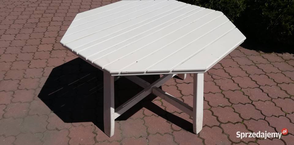 Stół ogrodowy drewniany biały składany na taras Garwolin sprzedam