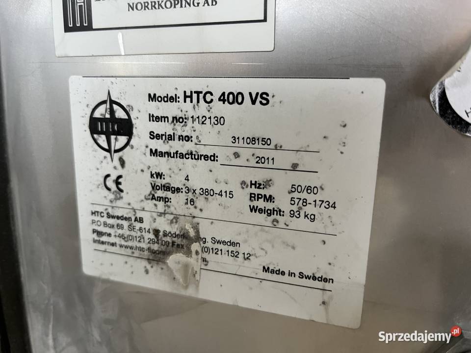Szlifierka do betonu posadzek kleju HTC 400 VS Pozostałe małopolskie Nowy Sącz