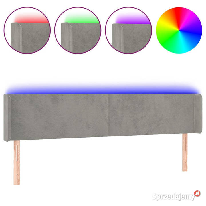 Zagłówek do łóżka z LED jasnoszary 203x16x7888 Warszawa