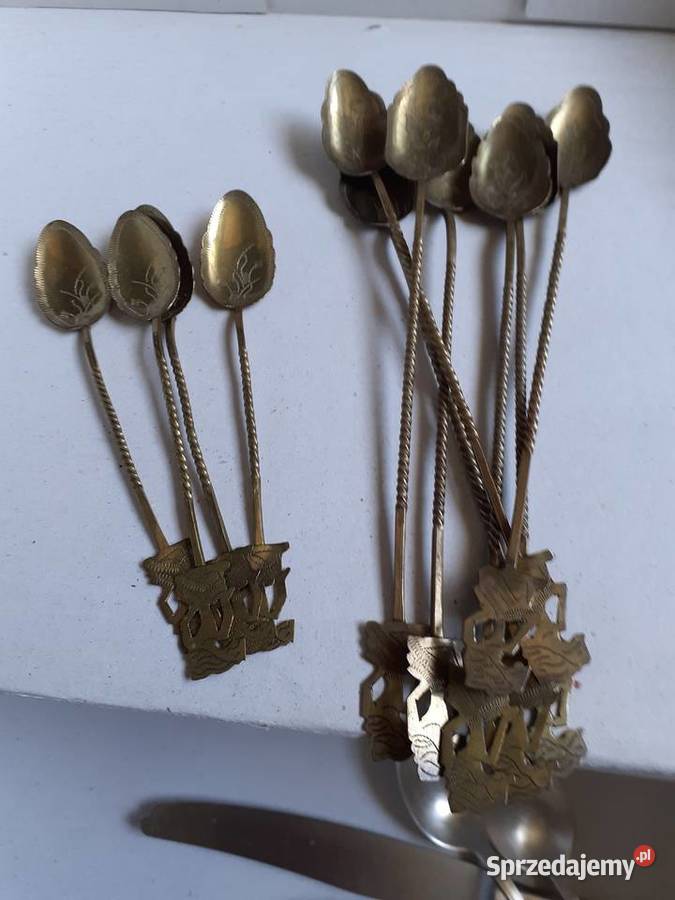 Łyżeczki deserowe staruszki mosiądz Warszawa