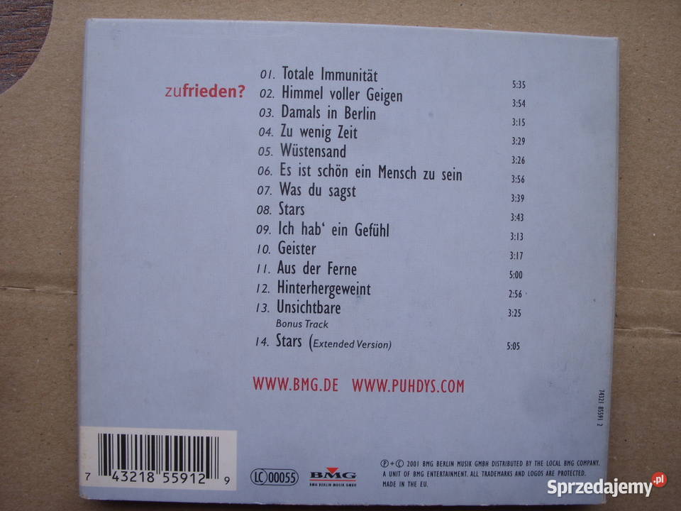 rOCK cd PUHDYSZUFRIEDEN 2001 dolnośląskie Wołów