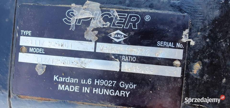 MOST PRZÓD ŁADOWARKA JCB 406 T4 332T2560 SPICER kujawsko-pomorskie Lipno sprzedam