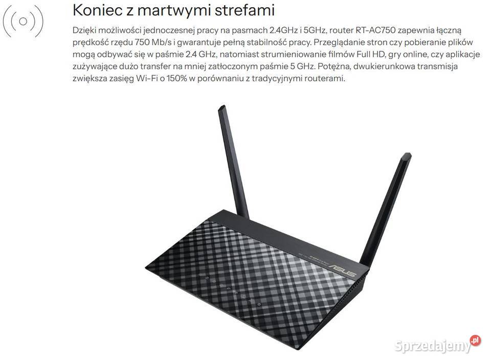 Router ASUS RTAC750 750Mbs abgnac USB nowy FastEthernet 100Mbit Internet i komunikacja Warszawa