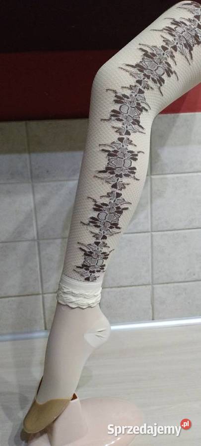 Leginsy w kolorze beżowo ecri we wzory Valery Lublin