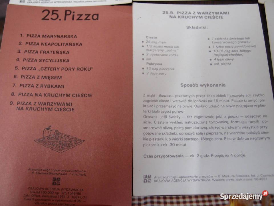 pocztówki z przepisami z PRLu wyd KAW lata 80te