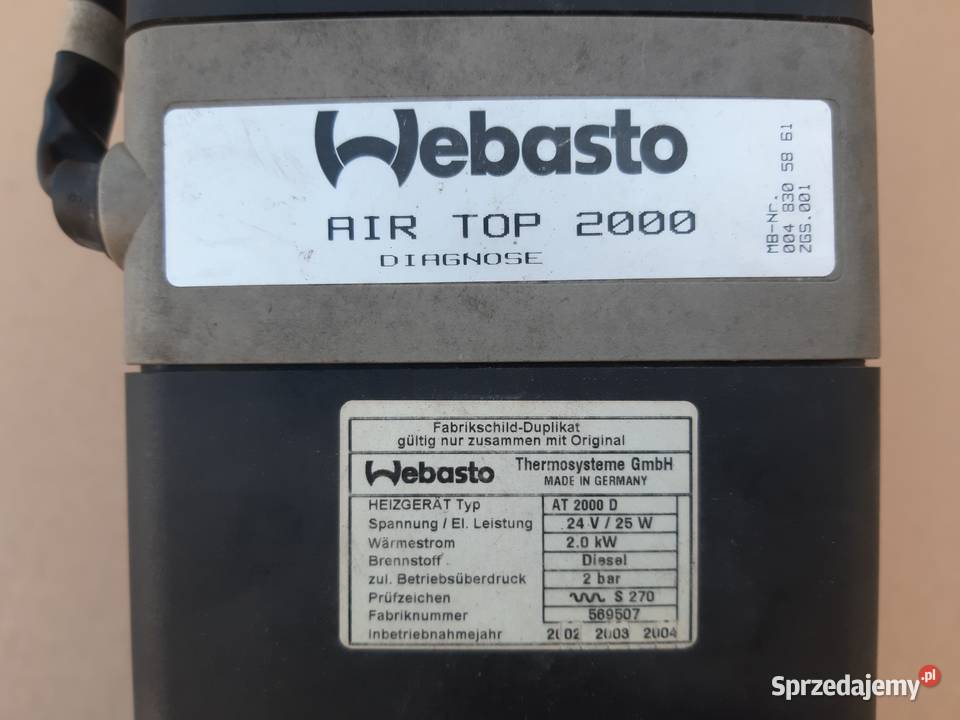 WEBASTO AIR TOP 2000D 20 KW OGRZEWANIE POSTOJOWE ciężarowe Trzciel