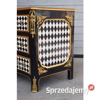 Królewska Biało Czarna Komoda Vintage Szafa