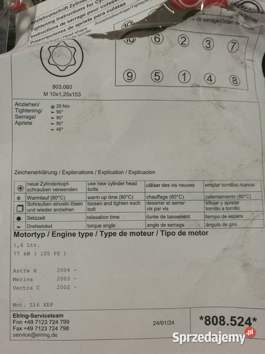 OPELUszczelki Głowicy Zestawy naprawcze zachodniopomorskie Szczecin