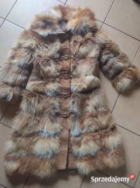 Maxi długie futro z naturalnego lisa ze skórą Gliwice