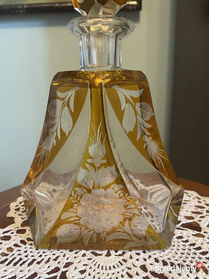 Karafka z kieliszkami z krysztalu Bohemia Rękodzieło