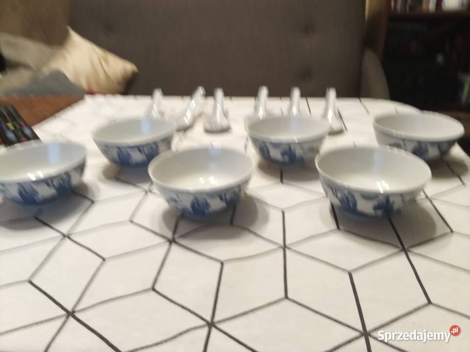 Prl porcelana ryżowa 6 miseczek 6 łyżek Wyposażenie wnętrz Łódź