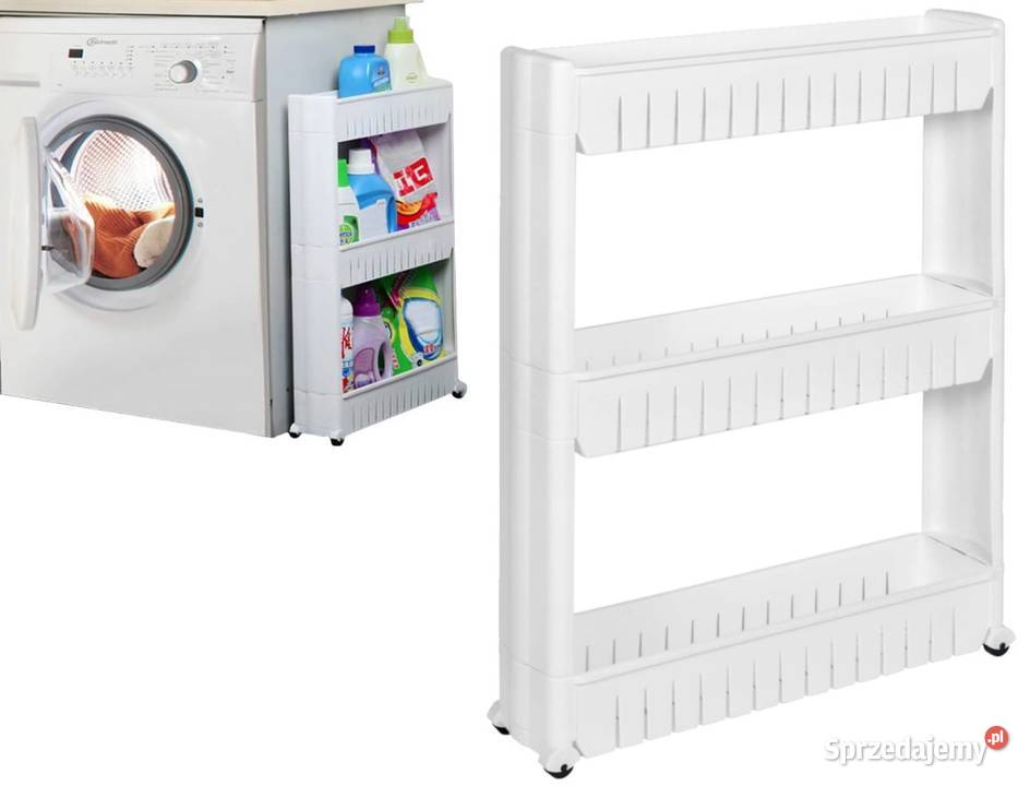 Szafka na kółkach mobilna biała do pralki