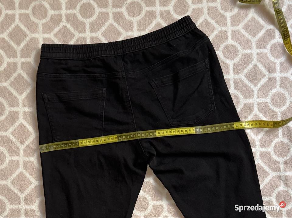 Czarne spodnie z gumką w pasie bawełna poliester Spodnie Grudziądz sprzedam