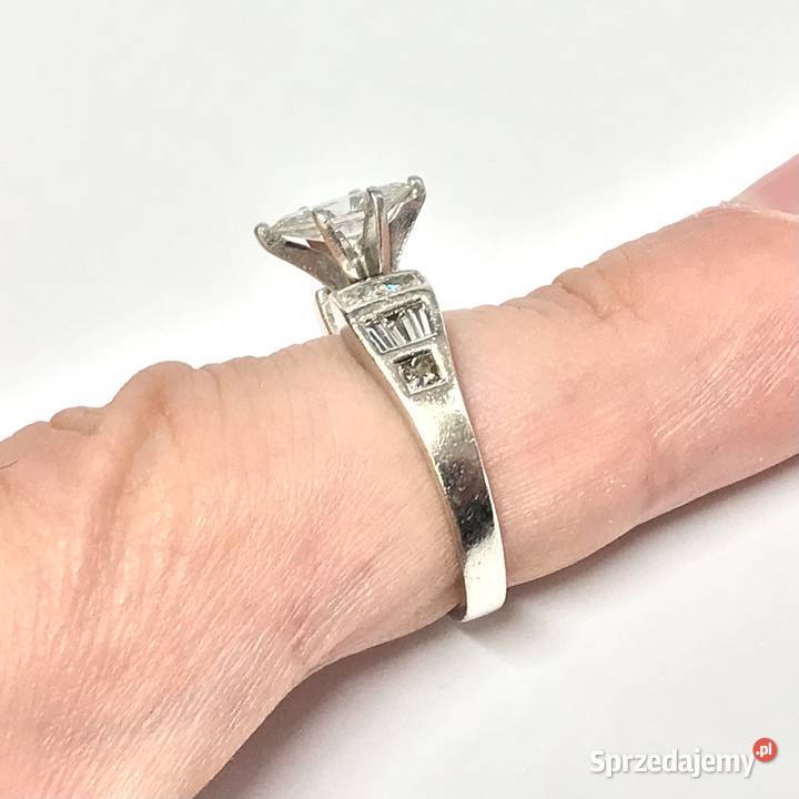 Platynowy PIERŚCIONEK Art Dco BRYLANTY 15ct Warszawa