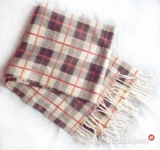 nowy szalik w kratę beżowy szalik brązowy szalik kujawsko-pomorskie Bydgoszcz sprzedam
