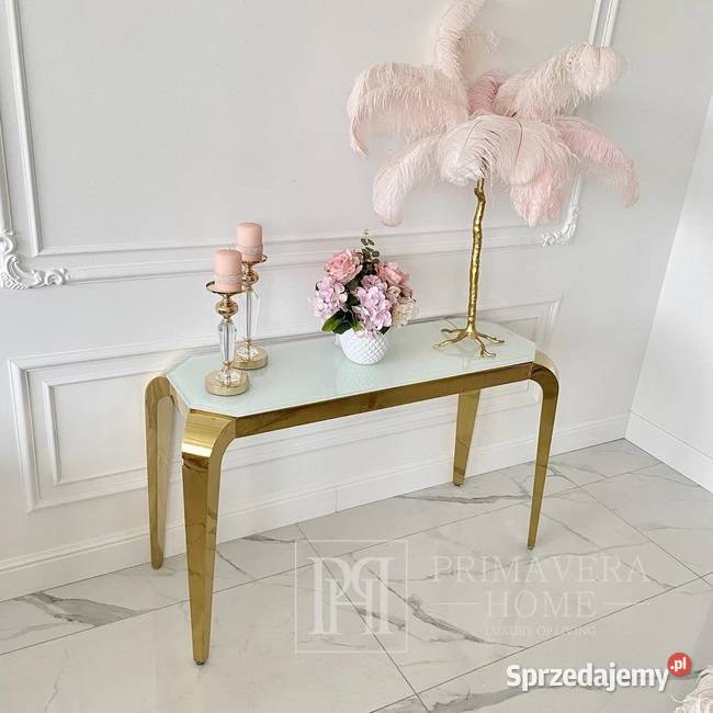 Konsola glamour nowoczesna ze szklanym blatem 75cm Warszawa