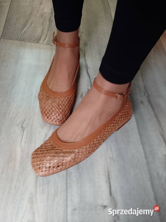 49 Brązowe siateczkowe baleriny wieczorowe z 26cm Kraków