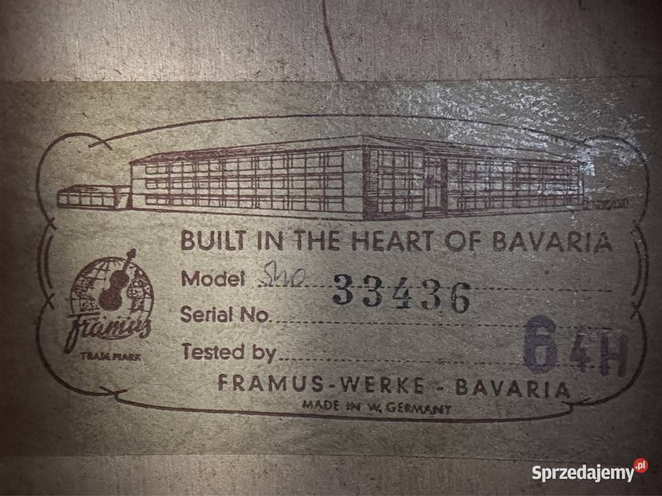 Vintage Framus Serenade Model 510 Sierpień 1964 Lublin