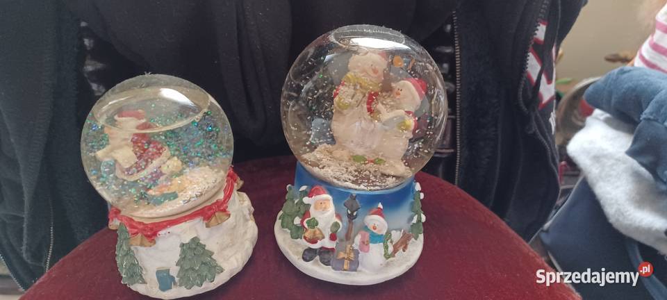 KULE ŚNIEŻNE SZKLANE Z POZYTYWKAMI SPRAWNE PRL inny kolor Figurki i rzeźby