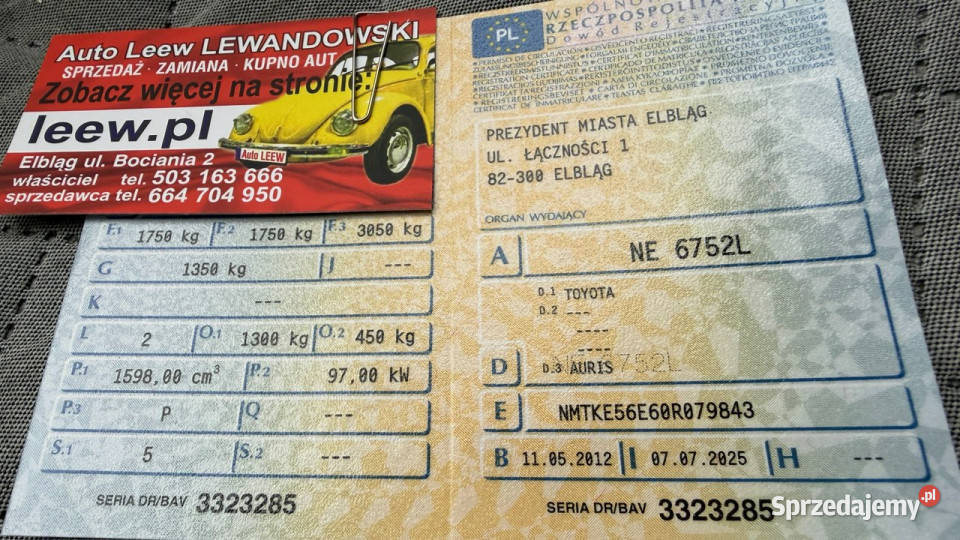 Toyota Auris 16 Benzyna Zarejestrowany warmińsko-mazurskie Elbląg