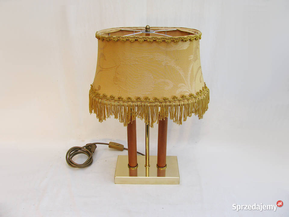 Lampka mosiądz abażur Vintage Szczecinek