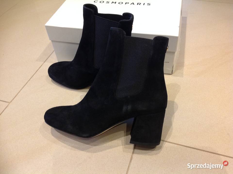 Botki Czarne Skórzane Damskie COSMOPARIS 36 inna Nowa Sól