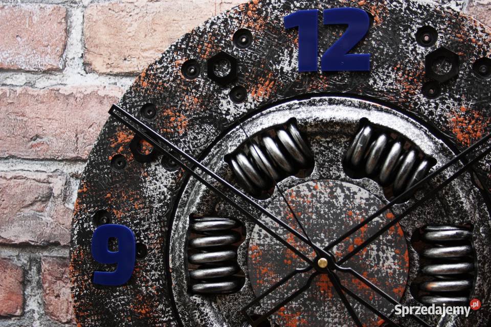 Duży zegar tarcza sprzęgła scrap metal art 43 Rękodzieło