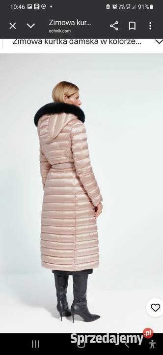 Piękna puchowa kurtka ochnik brązowy/beżowy Lębork