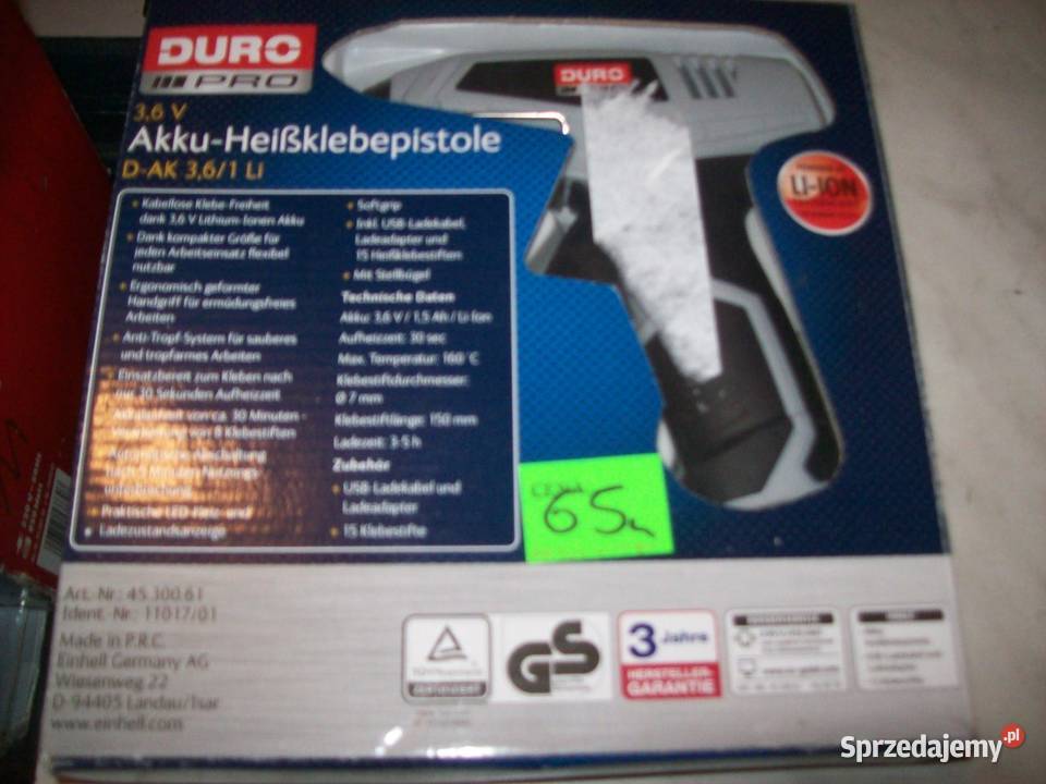 Akumulatorowy pistolet na klej DAK 36 Li einhell Głogowa sprzedam