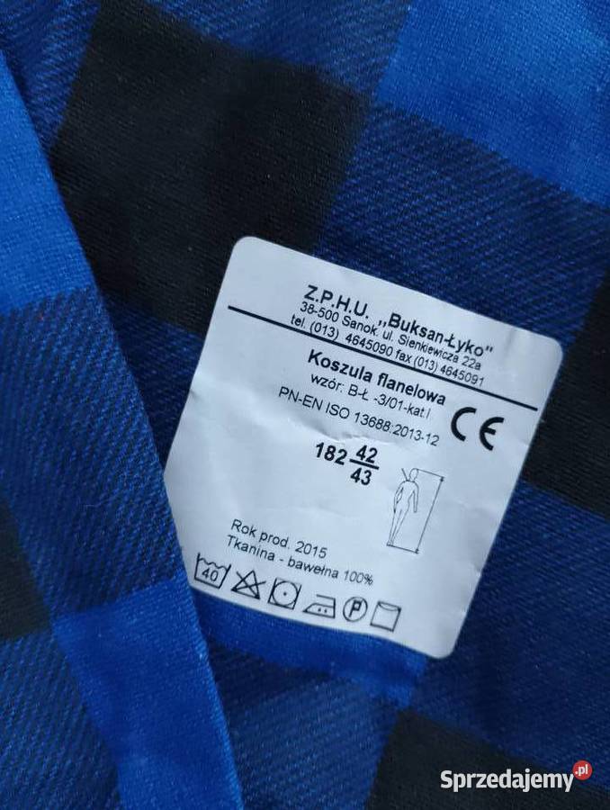 Niebieska koszula flanelowa w kratę Rozmiar XL Odzież codzienna dolnośląskie Wrocław