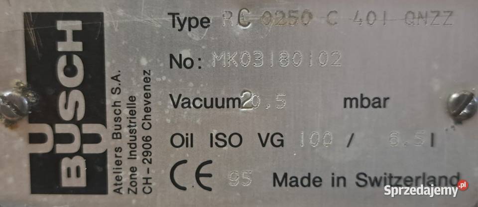 Pompa Próżniowa BUSCH RC 250 Pleszew