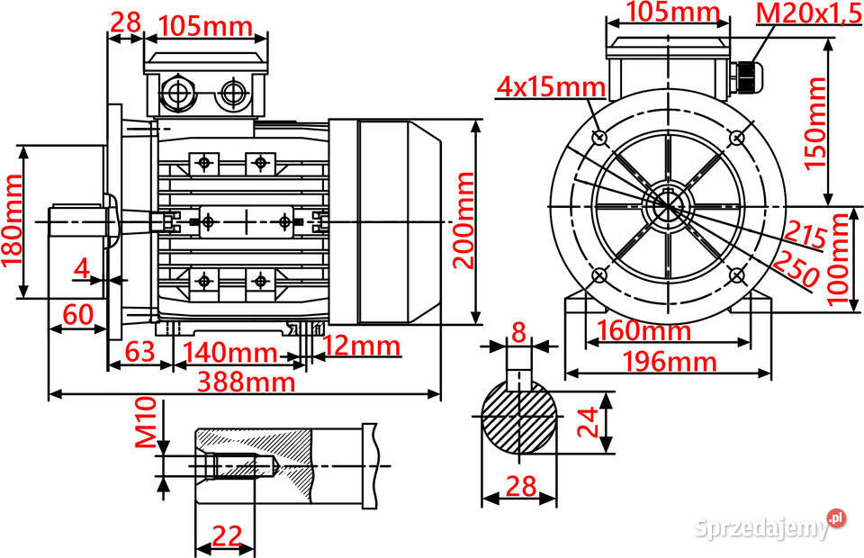 Silnik z Kołnierzem 4kW 400V 1430obr 3FAZOWY kujawsko-pomorskie Solec Kujawski