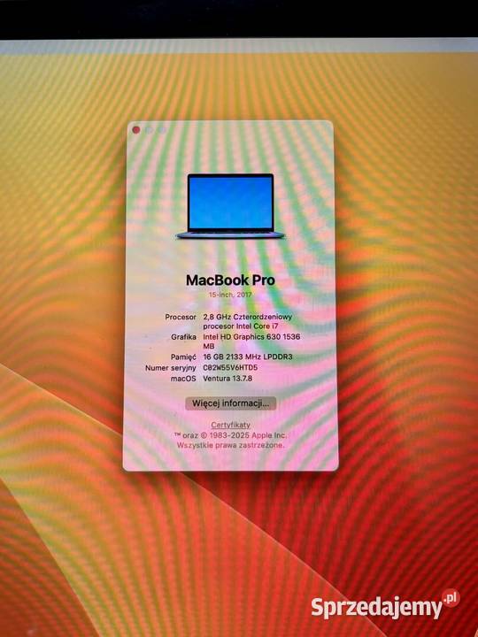 Ultrabook Apple MacBook Pro A1707 154 Intel Core Elbląg sprzedam
