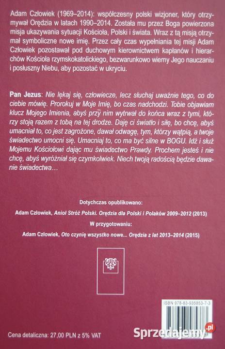 Adam Człowiek orędzia Anioł Stróż Polski Oto