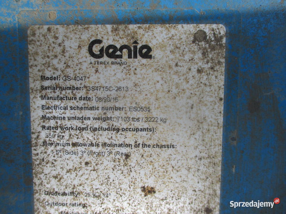 Podnośnik nożycowy zwyżka 14 m Genie GS4047 Pleszew