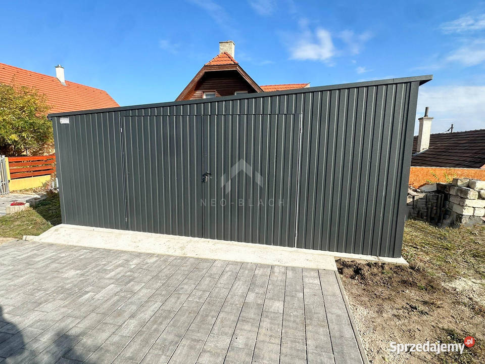 Garaż blaszany Schowek 6x3m Brama dwuskrzydłowa