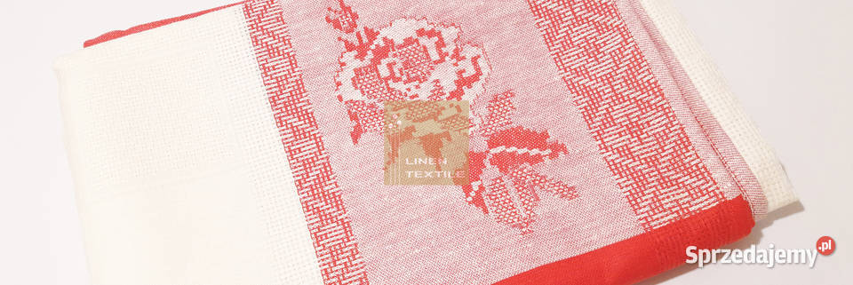 OBRUS NA STÓŁ ŻAKARDOWY LEN BAWEŁNA MULINA