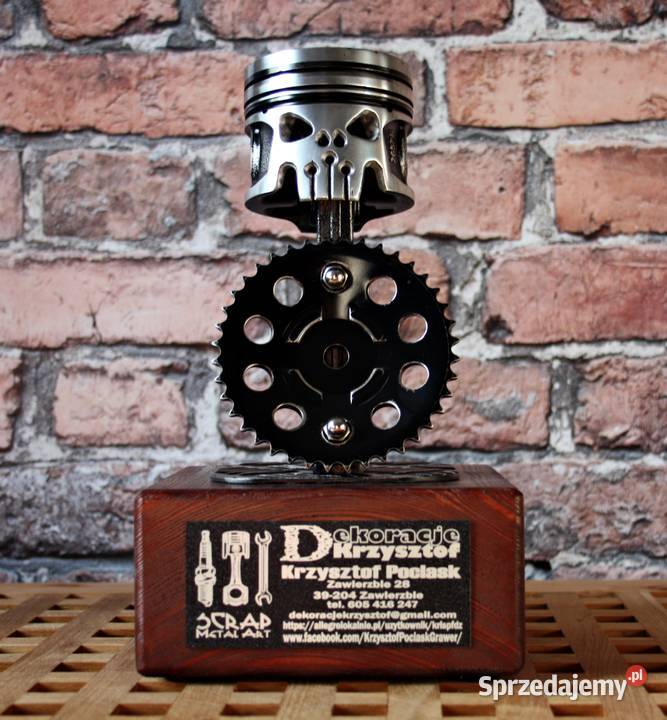 Puchar Czaszka Tłok Scrap Metal Art Rękodzieło Dębica sprzedam