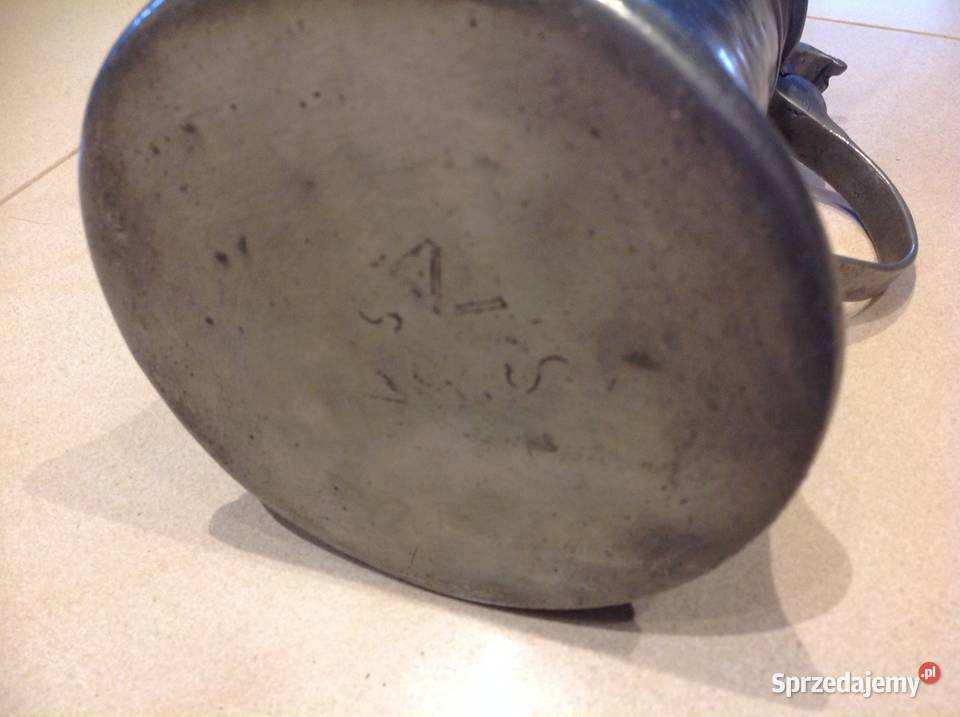 Stary Kufel cynowy z klapką Sygnowany inny kolor Nowa Sól sprzedam