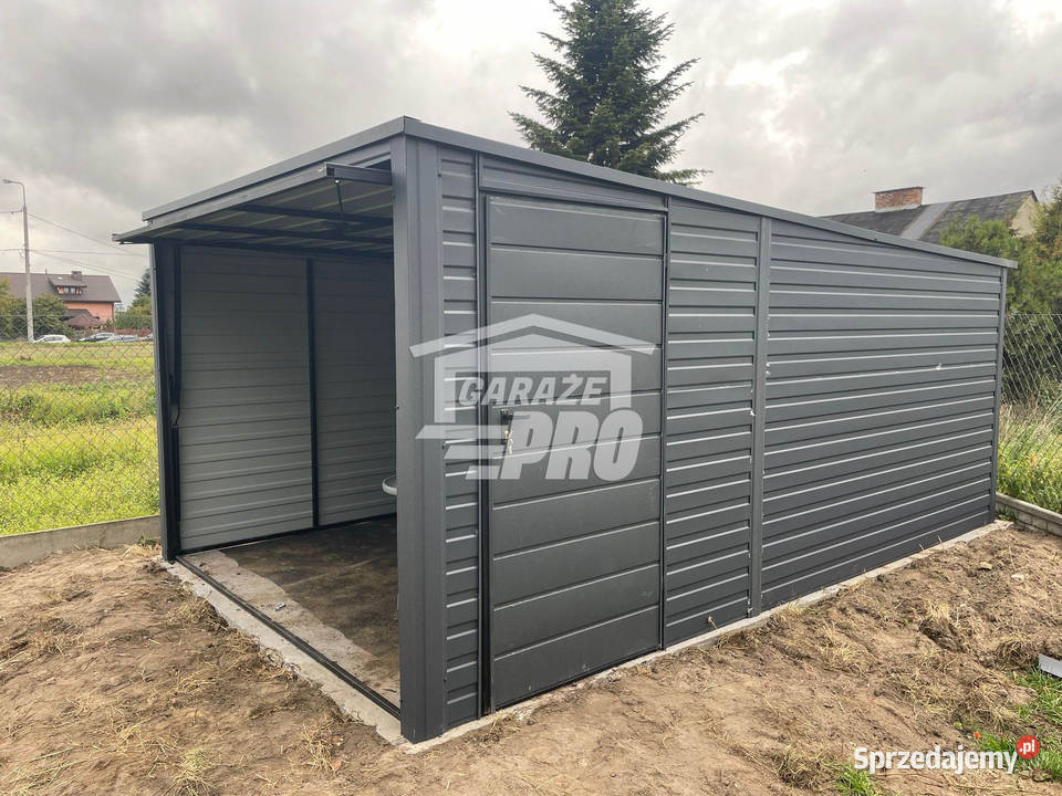 Garaż blaszany 3x5m Brama uchylna drzwi Antracyt Jelenia Góra