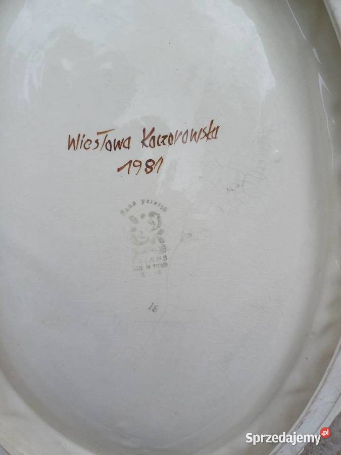 Stary porcelanowy świecznik sygnowany Porcelana i szkło Lubań