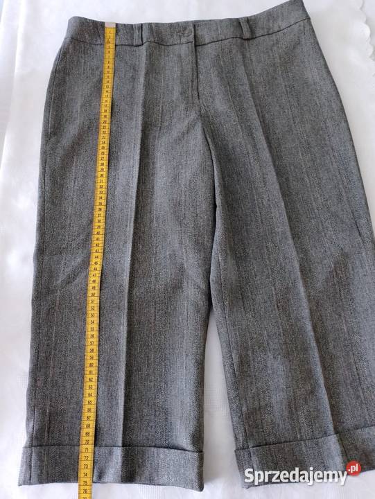 Szare spodnie 34 nogawki w kant z mankietami Oborniki