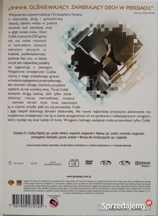 Incepcja DVD Leonardo DiCaprio Tom Hardy Łódź