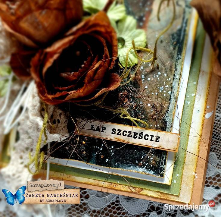 Kartka hand made mini albumik urodziny Mszana Dolna