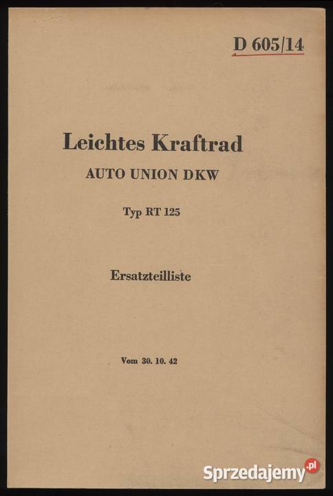 Auto Union DKW Typ RT 125 instrukcja obsługi i