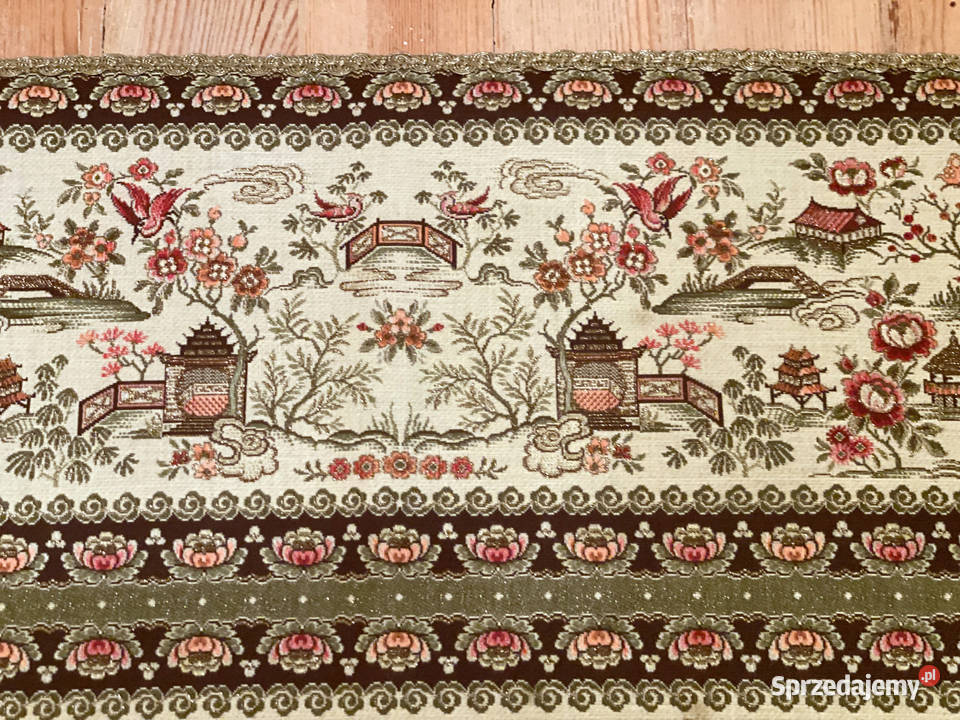 narzuta kapa bieżnik stylowa antyk ze złotą Tkaniny Warszawa