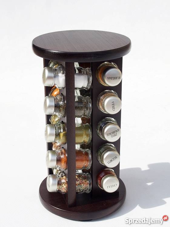 PRZYPRAWNIK DREWNIANY STOJAK NA PRZYPRAWY 20 Akcesoria kuchenne małopolskie Śleszowice